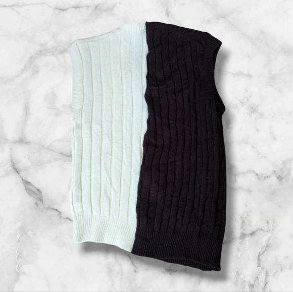 NWT UO RENEWAL VINTAGE TWO TONE CREAM & BROWN VEST SIZE S/M - Picture 2 of 3